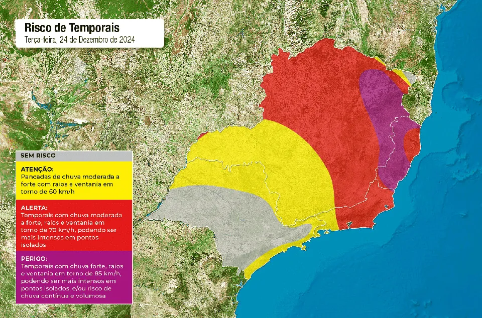 Chuva pode marcar o Natal no sudeste brasileiro e permanecer durante a semana